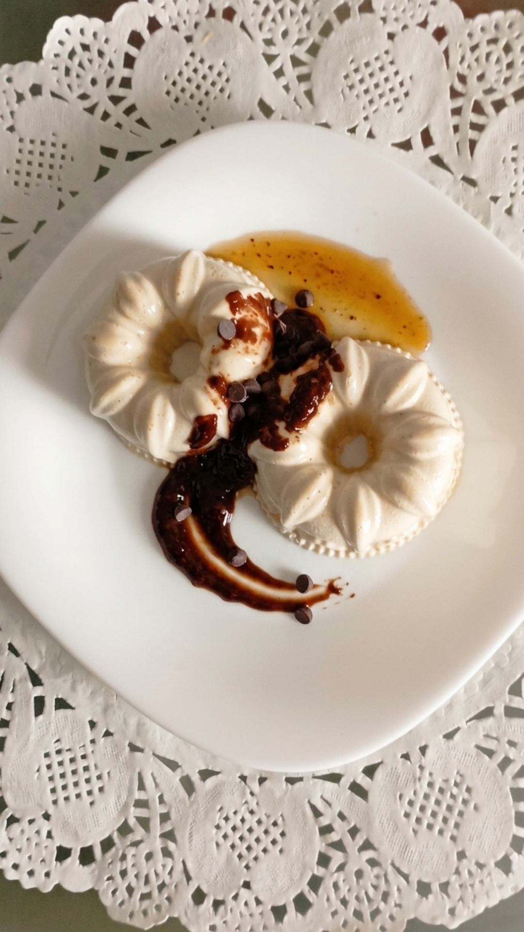 Espresso Panna Cotta with Chocolate Cream Swirl
