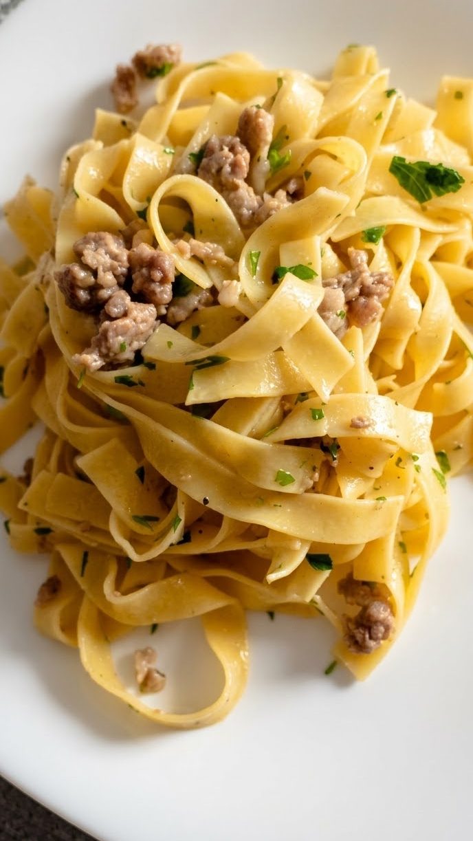 Tagliatelle with White Sausage Ragù — Italian Sausage Pasta Recipe